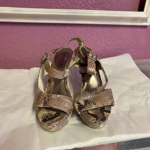 Madden Girl animal print buckle heel sandal